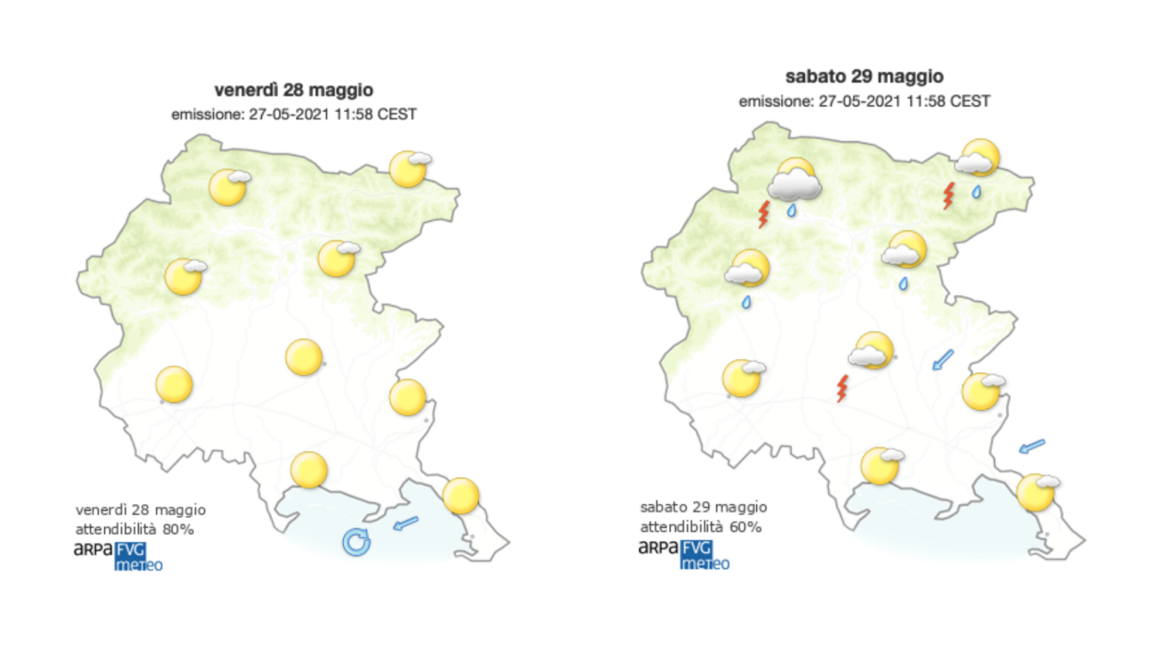 Immagine per Sole e caldo sul Goriziano, soffiano venti di brezza sulla regione